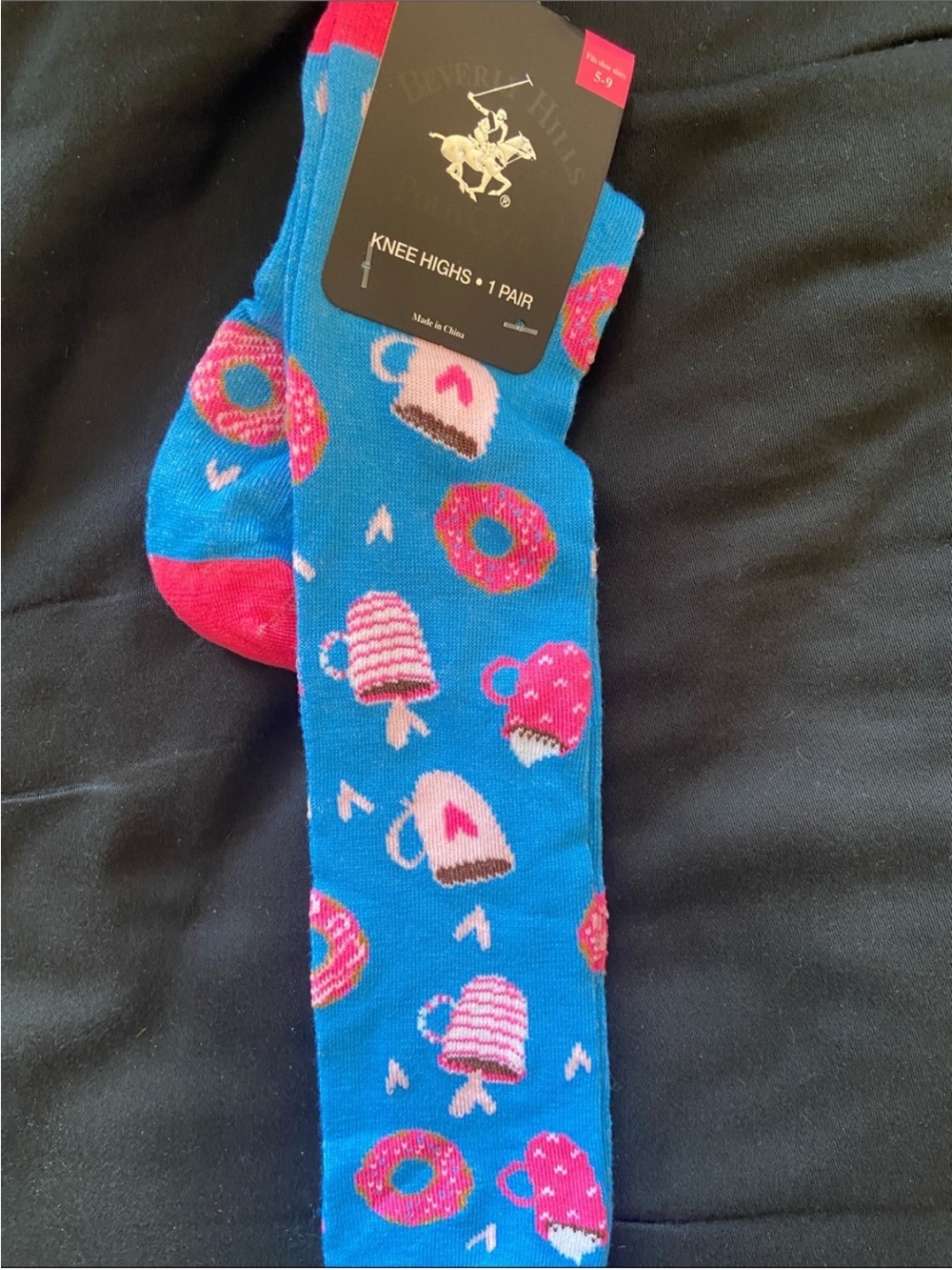 Donuts & Coffee Knee High Socks fits size 5-9 shoe